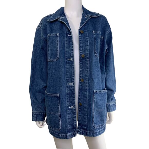 Jones New York Chore Jacket Size S Jean Barn Coat 100% Cotton Oversized VTG - Picture 1 of 7